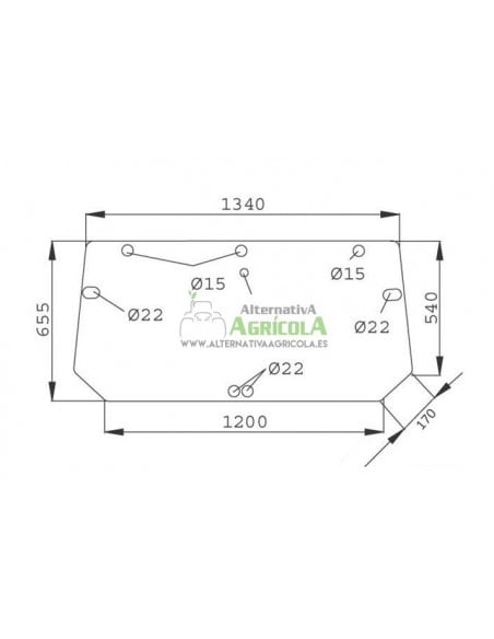 Cristal luna trasera tractor Case