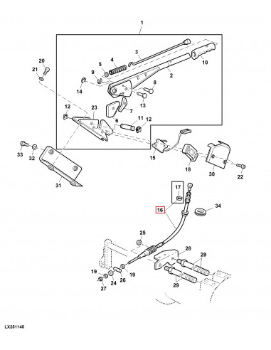 Cable de Freno de Mano Original para Tractores John Deere 6225, 6325, 6425, 6525, 6130, 6230, 6330, 6430, 6105M, 6115M y 6125M