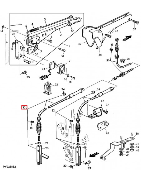 Cable de Freno de Mano Original para Tractores John Deere 6810, 6910, 6910S, 6820, 6920, 6920S, 6830 y 6930