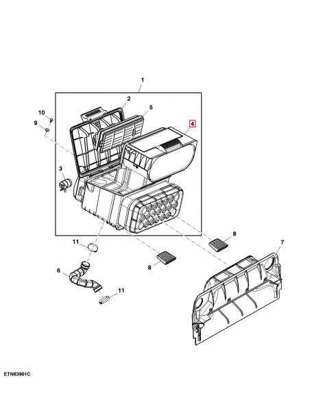 Filtro de Aire Motor Tractores John Deere 6105M, 6110M, 6115M, 6120M, 6125M, 6130M, 6105R, 6110R, 6115R, 6120R, 6125R Y 6130R