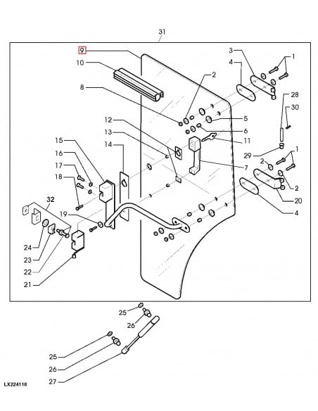 Cristal de puerta Derecha Tractores John Deere ER047313