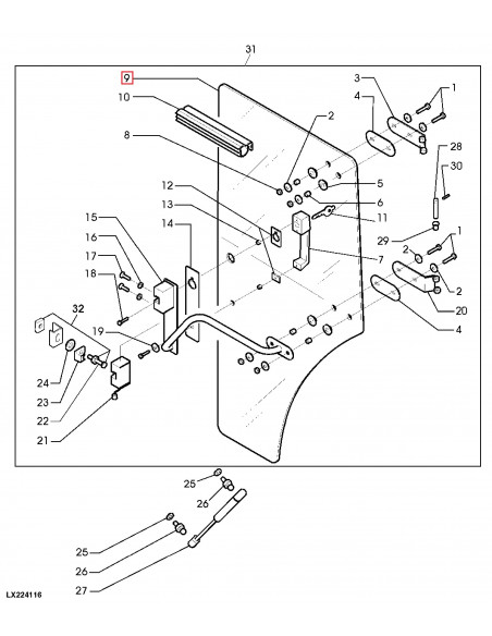 Cristal de puerta Izquierda Tractores John Deere ER047314