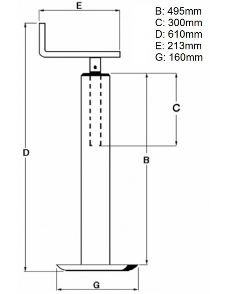 Mozo remolque tubo 70 x 500 mm
