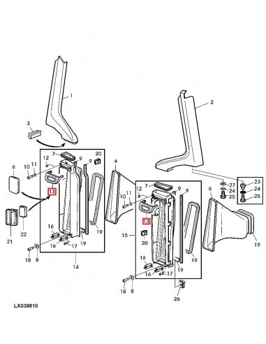 Empuñadura Filtro del Aire Acondicionado Tractores John Deere Serie 6000