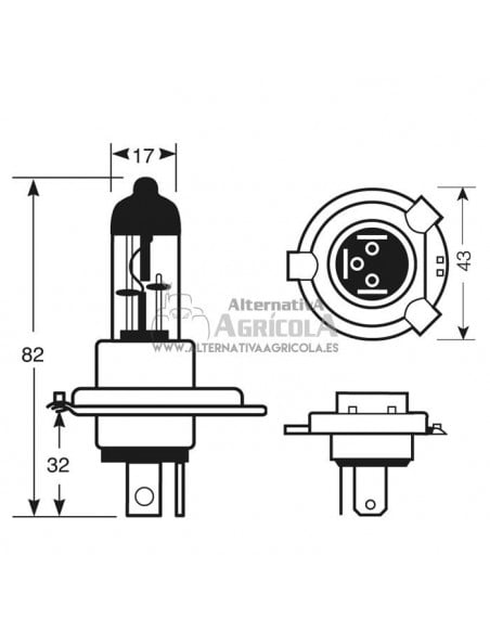 Bombilla Tipo H4 12v 60/55W