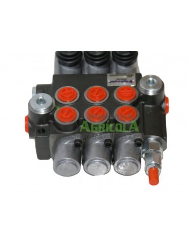Distribuidor Hidráulico de 3 Palancas 3/8" doble efecto circuito abierto