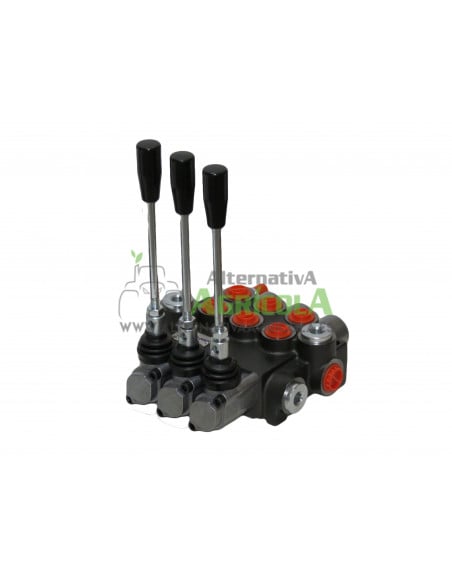 Distribuidor Hidráulico de 3 Palancas 3/8" doble efecto circuito abierto